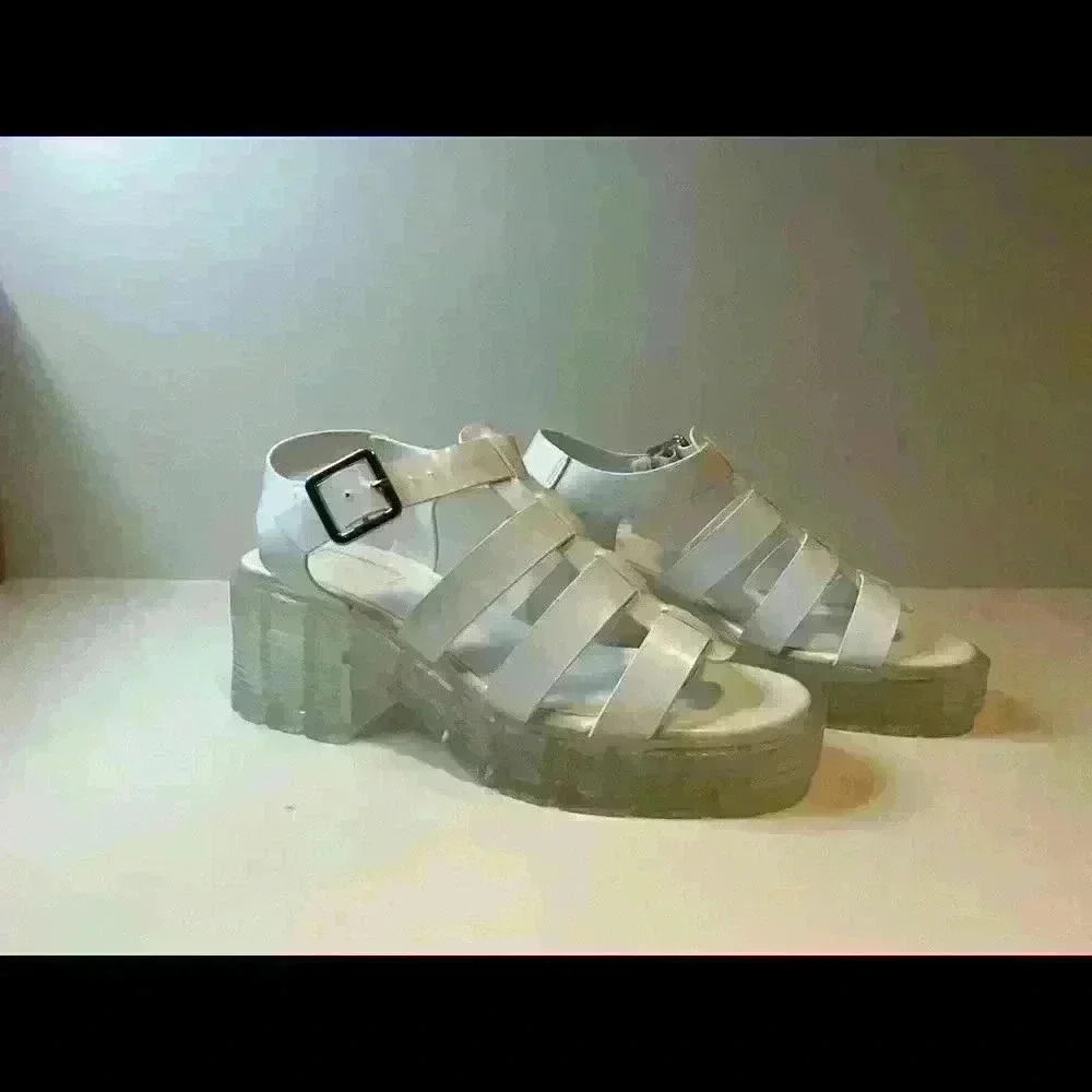 Forever 21 Lug Sole Sandals Size 5.5 White